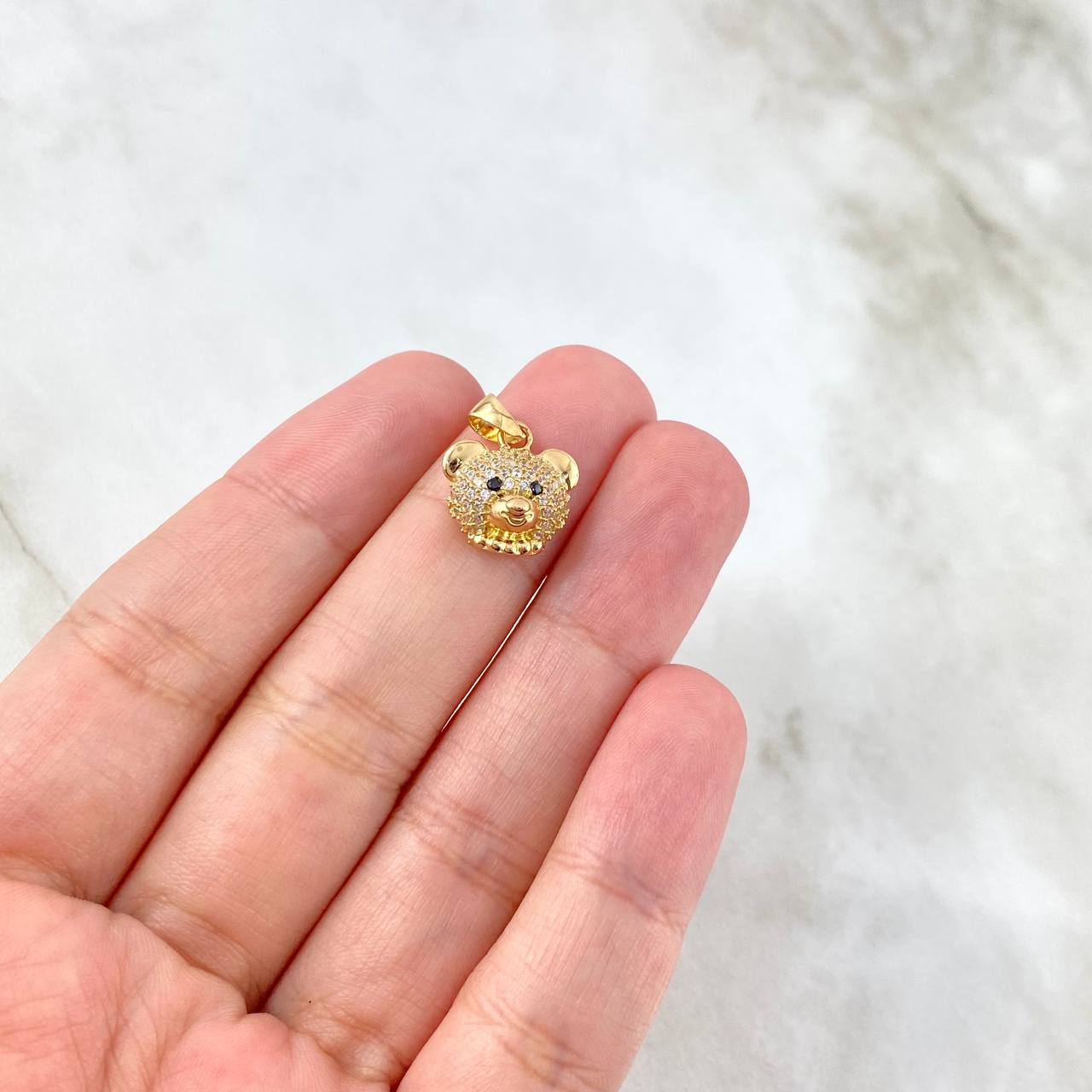 Dije Oso Cabeza 1.85gr / 1.5cm / Circones Blancos Negros Oro Amarillo