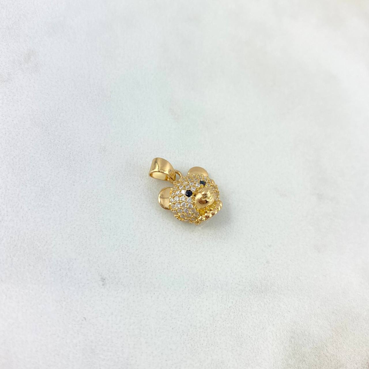 Dije Oso Cabeza 1.85gr / 1.5cm / Circones Blancos Negros Oro Amarillo