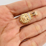 Dije Leon Corona 3.5g / 3cm Dos Oros Amarillo Blanco 18K