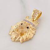 Dije Leon Corona 3.5g / 3cm Dos Oros Amarillo Blanco 18K