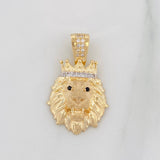 Dije Leon Corona 3.5g / 3cm Dos Oros Amarillo Blanco 18K