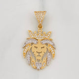 Dije Leon 3.35g / 3.5cm Dos Oros Amarillo Blanco 18K