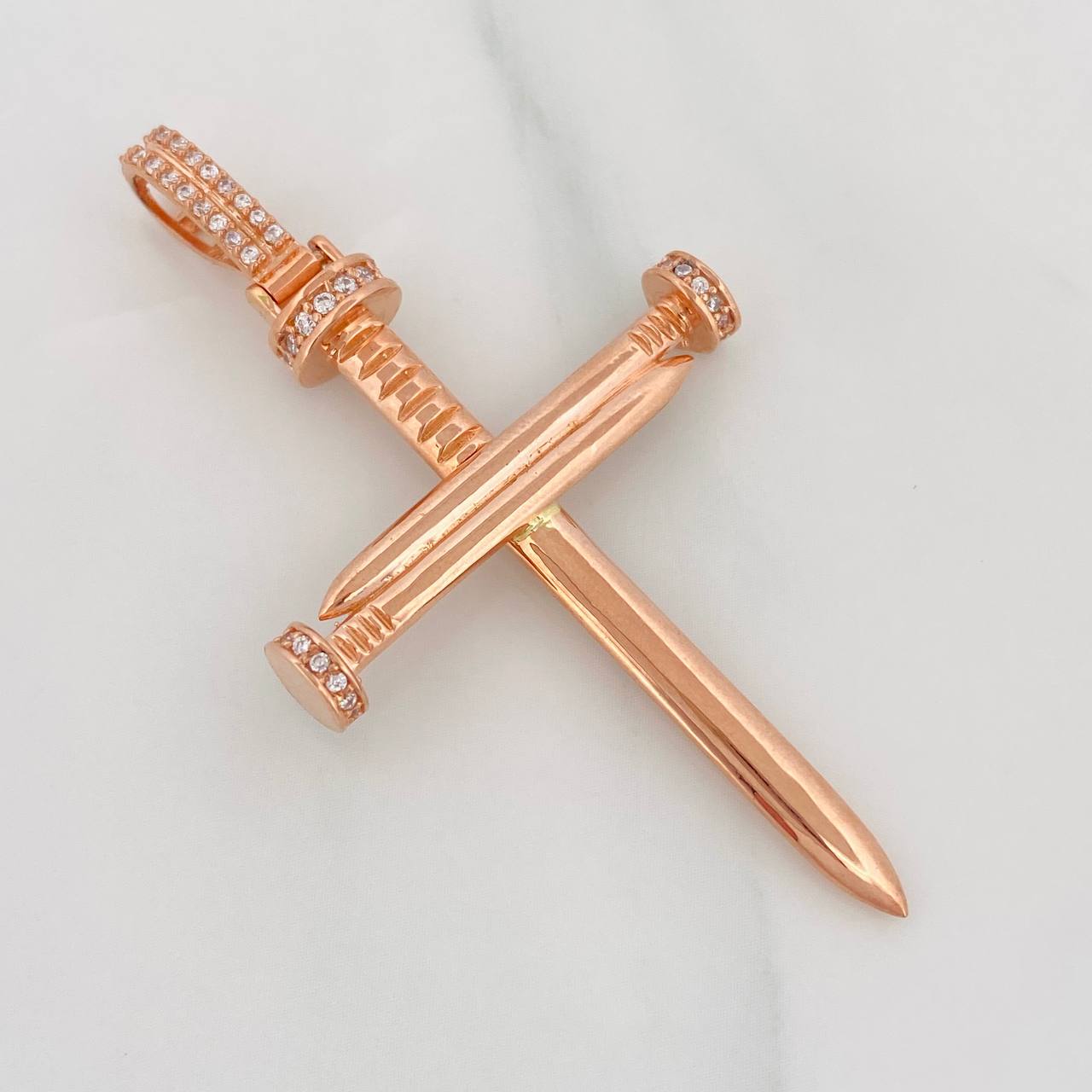 Dije Cruz Clavo 6g / 6cm Oro Rosa 18K
