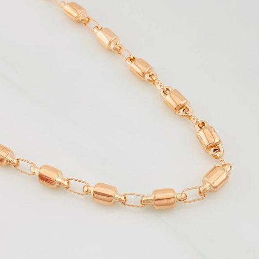 Cadena Rustica Barril 15g / 60cm / 4.5mm Oro Rosa 18K