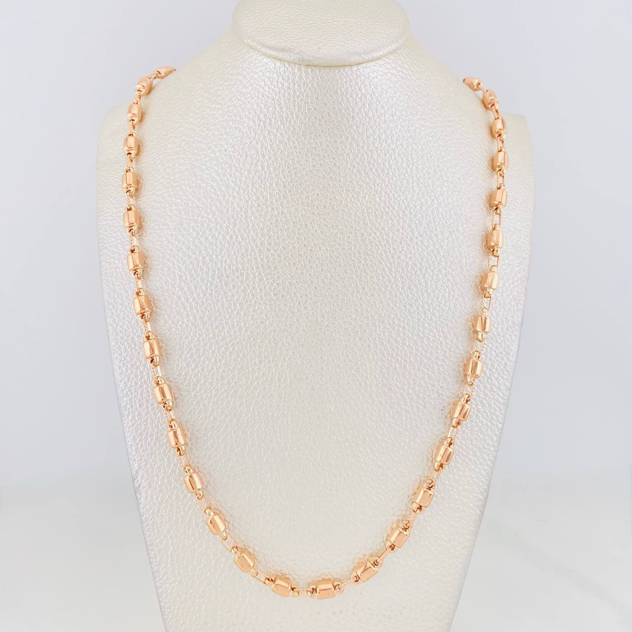 Cadena Rustica Barril 15g / 60cm / 4.5mm Oro Rosa 18K