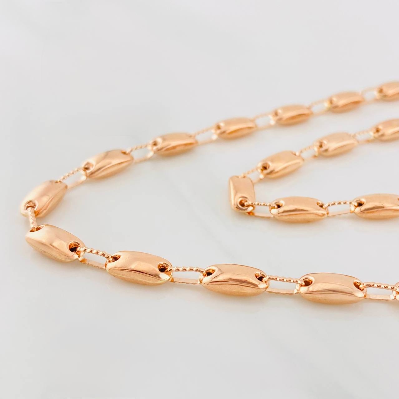 Cadena Rustica 14.45g / 60cm / 4.5mm Oro Rosa 18K