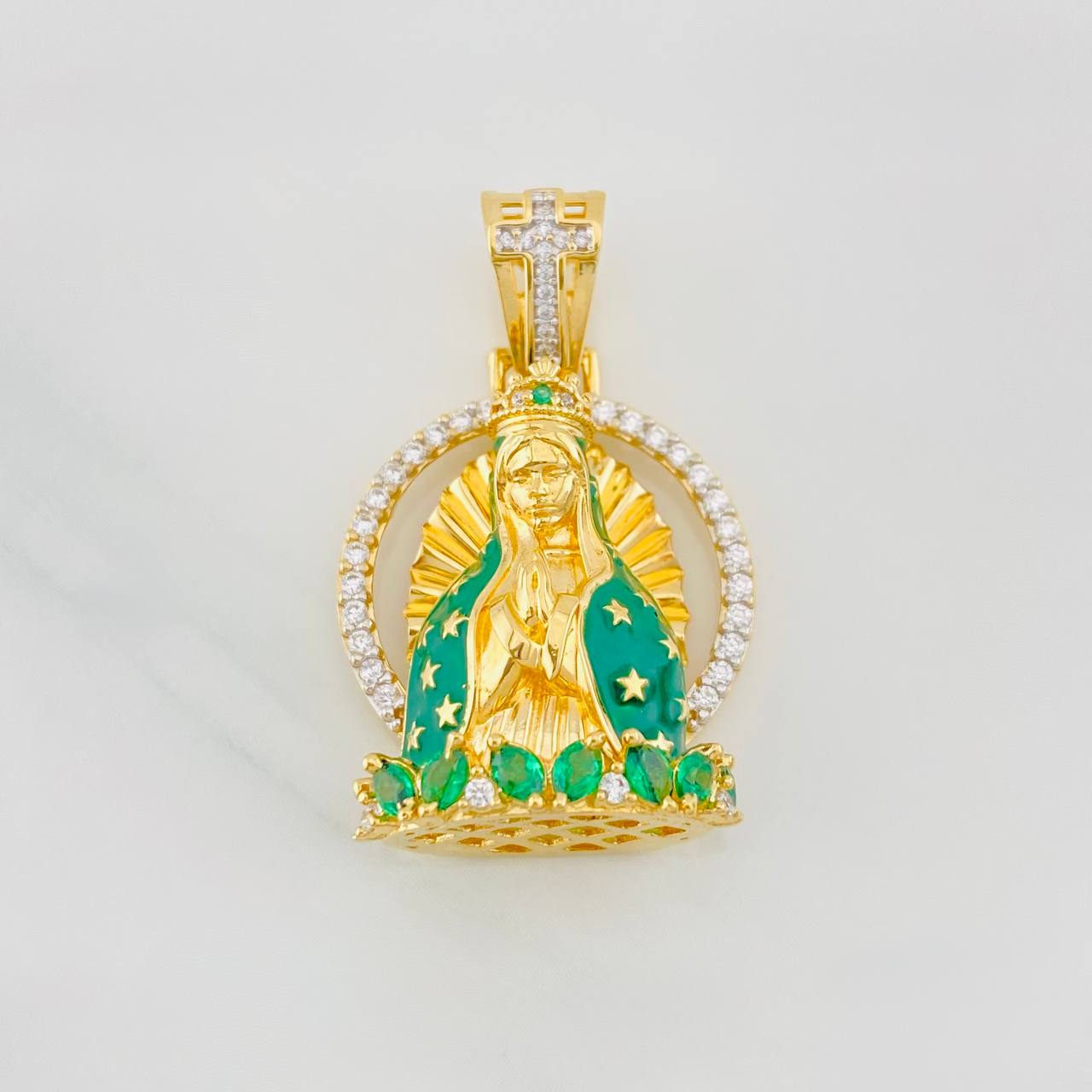 Dije Virgen de Guadalupe 7.95g / 3.2cm Dos Oros Amarillo Blanco 18K