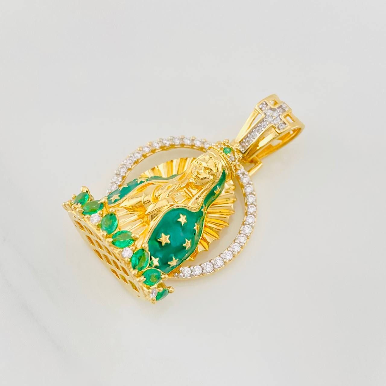Dije Virgen de Guadalupe 7.95g / 3.2cm Dos Oros Amarillo Blanco 18K