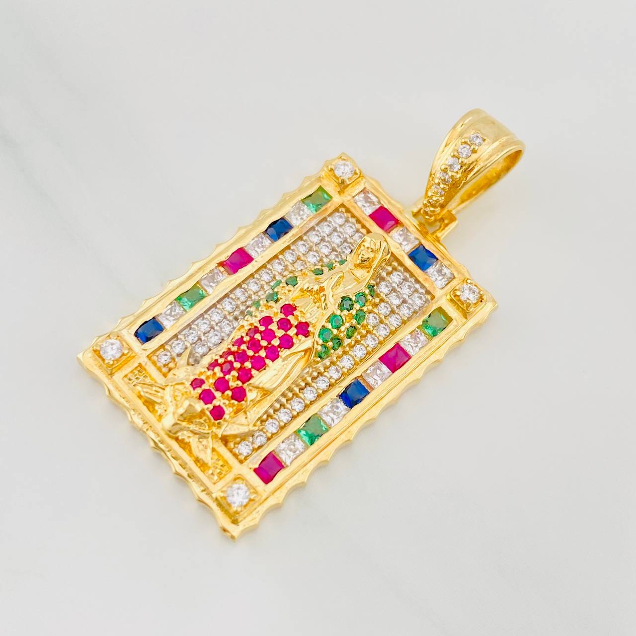 Dije Virgen de Guadalupe 7.15g / 3.5cm Dos Oros Amarillo Blanco 18K