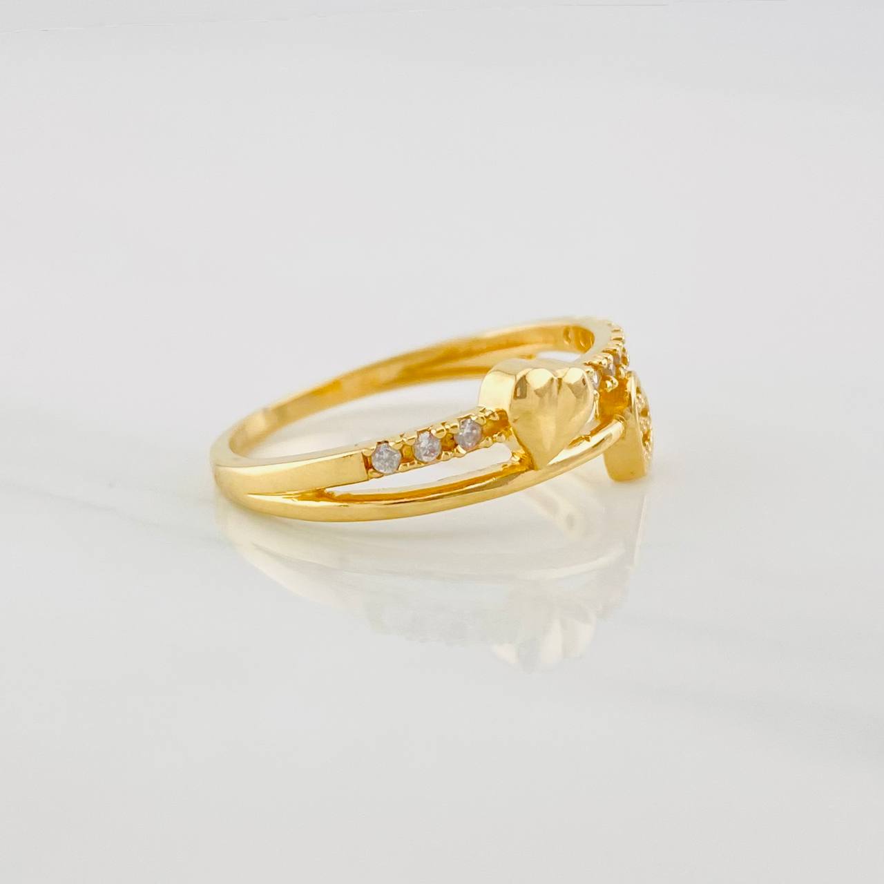 Anillo Corazón Doble Linea 2.3g / T6 3/4 Oro Amarillo 18K