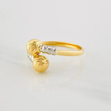 Anillo Tu y Yo 1.5g / T8 3/4 Dos Oros Amarillo Blanco 18K