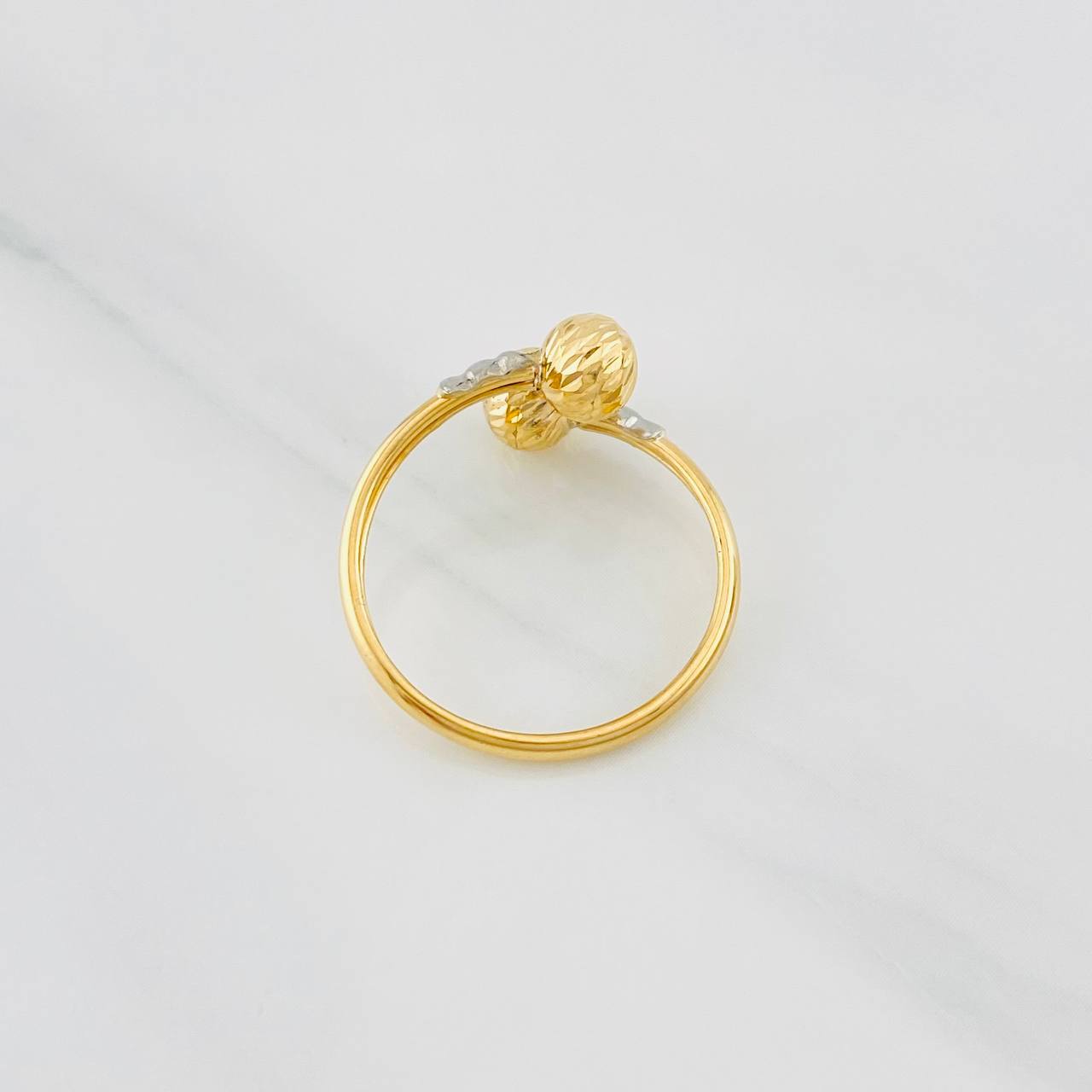 Anillo Tu y Yo 1.5g / T8 3/4 Dos Oros Amarillo Blanco 18K