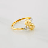 Anillo Tu y Yo 1.5g / T8 3/4 Dos Oros Amarillo Blanco 18K