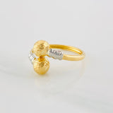 Anillo Tu y Yo 1.4g / T7 3/4 Dos Oros Amarillo Blanco 18K