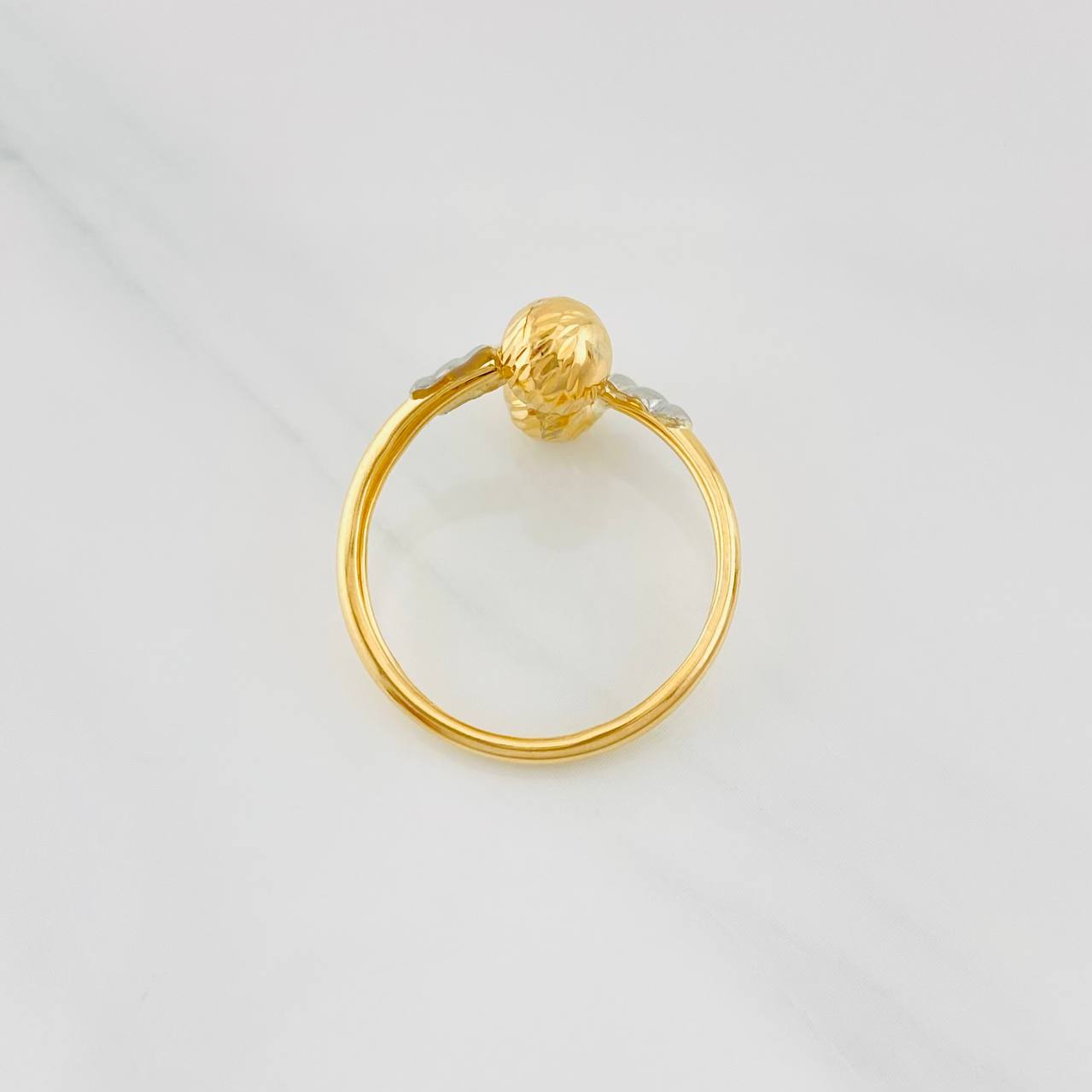 Anillo Tu y Yo 1.4g / T7 3/4 Dos Oros Amarillo Blanco 18K