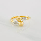 Anillo Tu y Yo 1.3g / T7 1/2 Dos Oros Amarillo Blanco 18K
