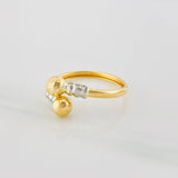Anillo Tu y Yo 1.3g / T7 1/2 Dos Oros Amarillo Blanco 18K