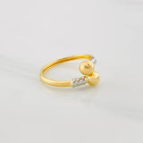 Anillo Tu y Yo 1.3g / T7 1/2 Dos Oros Amarillo Blanco 18K