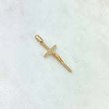 Dije Cruz Cristo 0.95gr / 3.1cm / Circon Blanco Oro Amarillo ©