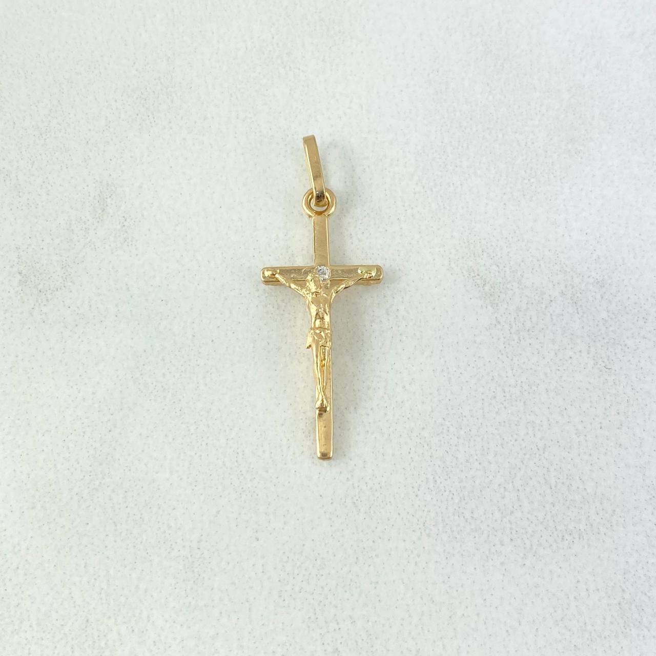 Dije Cruz Cristo 0.75gr / 2.6cm / Circon Blanco Oro Amarillo