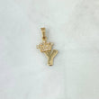 Dije Letra Y Corona 0.9gr / 2.3cm / Circones Blancos Oro Amarillo 18K