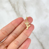 Dije Letra Y Corona 0.9gr / 2.3cm / Circones Blancos Oro Amarillo 18K