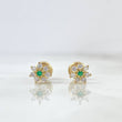 Topos Flor Driada 0.95gr / 0.6cm / Esmeraldas 3pts - Diamantes Blancos 19pts Oro Amarillo (Joya) ©