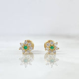 Topos Flor Driada 0.95gr / 0.6cm / Esmeraldas 3pts - Diamantes Blancos 19pts Oro Amarillo (Joya) ©