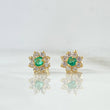 Topos Flor Driada 1.65gr / 0.8cm / Emeraldas 32pts - Circones Blancos Oro Amarillo (Joya)