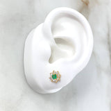 Topos Flor Driada 1.65gr / 0.8cm / Emeraldas 32pts - Circones Blancos Oro Amarillo (Joya)