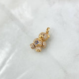 Dije Oso Articulado Corazón 4.25gr / 2.5cm / Circones Blancos-Azul-Ojos Negros Oro Amarillo 18K ©