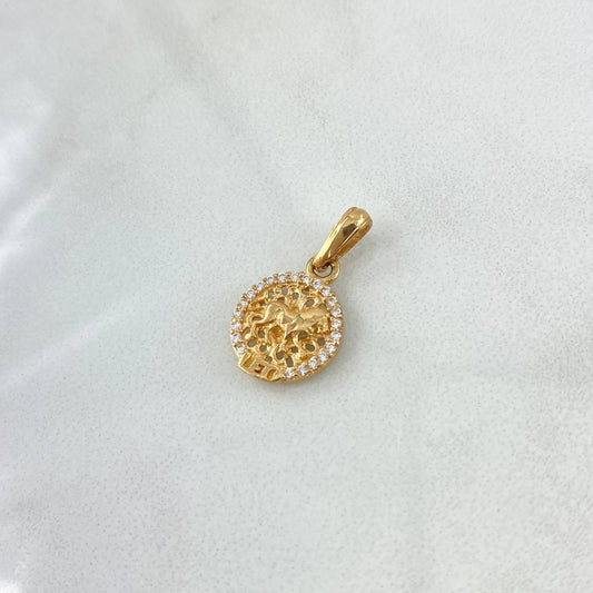 Dije Signo Leo 1.5gr / 2cm / Circones Blancos Oro Amarillo 18K (Oferta)