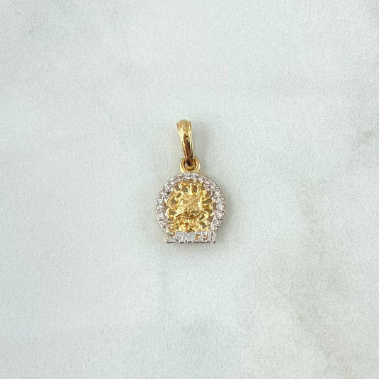 Dije Signo Cancer 1.5gr / 2.5cm / Circones Blancos Oro Amarillo 18K (Oferta)