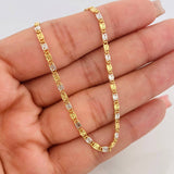 Cadena Escalera Plana 4.25g / 60cm / 2.44mm Dos Oros Amarillo Blanco 18K