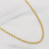 Cadena Escalera Plana 4.25g / 60cm / 2.44mm Dos Oros Amarillo Blanco 18K