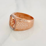 Anillo Sello Flor Lis 7.1g / T10 Dos Oros Blanco Rosa 18K