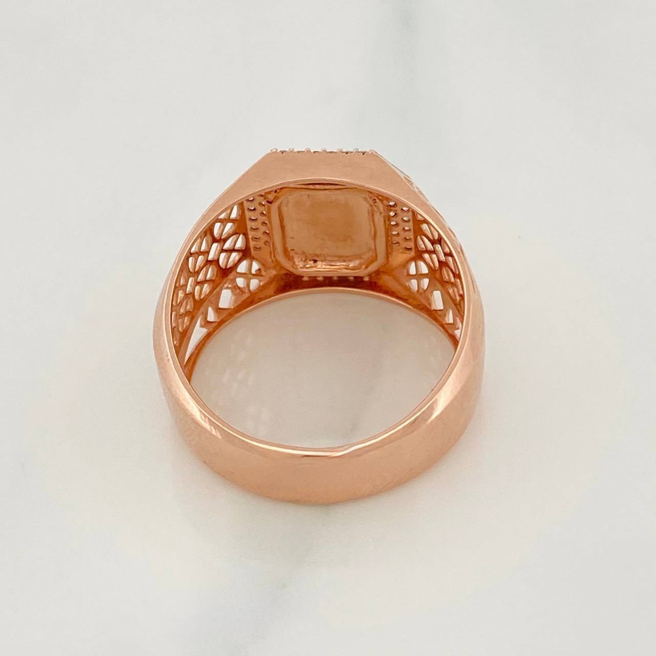 Anillo Sello Flor Lis 7.1g / T10 Dos Oros Blanco Rosa 18K