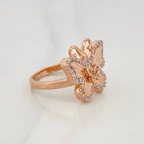 Anillo Mariposa 3.7g / T6 Dos Oros Blanco Rosa 18K