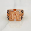 Anillo Sello Cruz 12.65g / T11 3/4 Dos Oros Blanco Rosa 18K