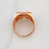 Anillo Sello Cruz 12.65g / T11 3/4 Dos Oros Blanco Rosa 18K