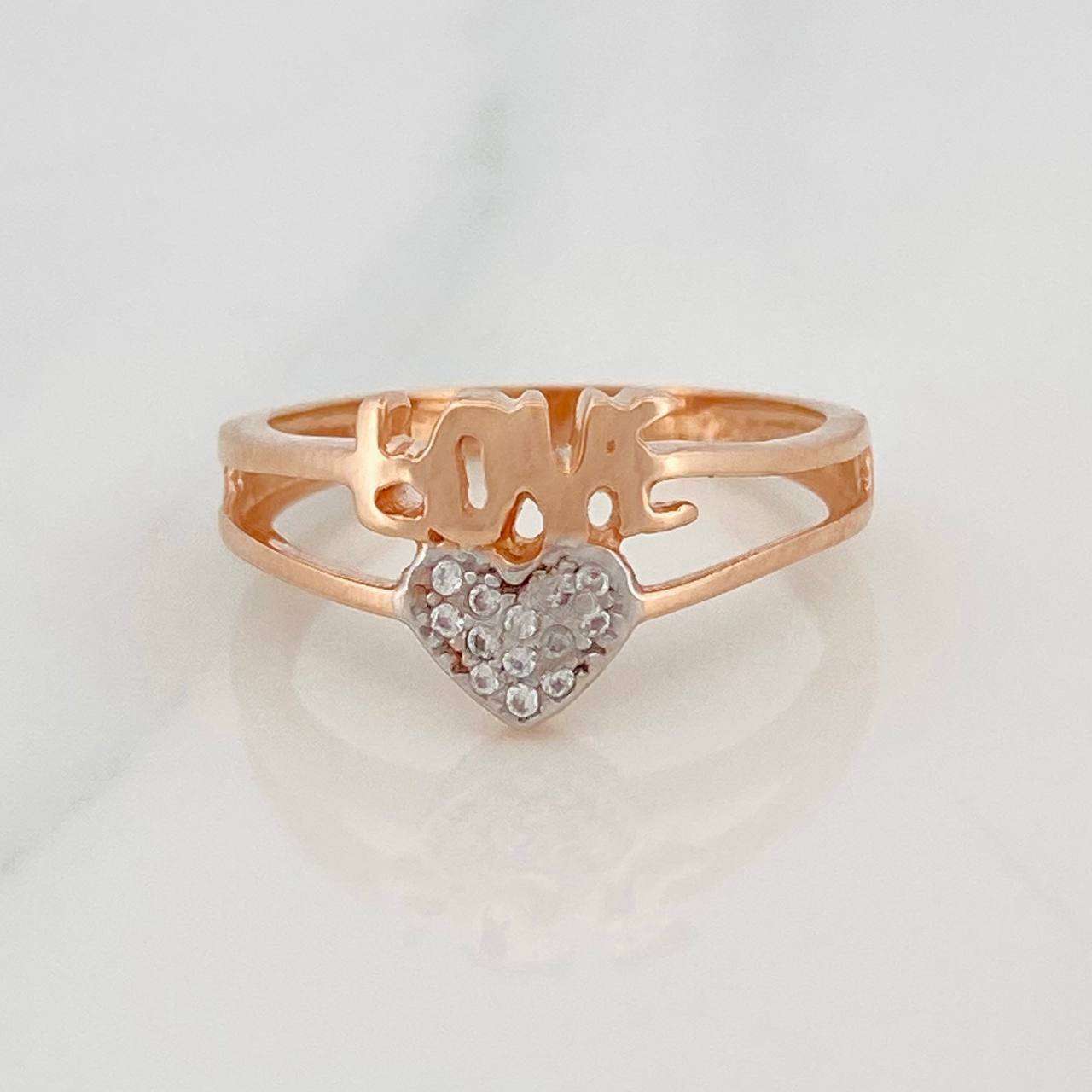 Anillo Love 2.55g / T6 3/4 Dos Oros Blanco Rosa 18K