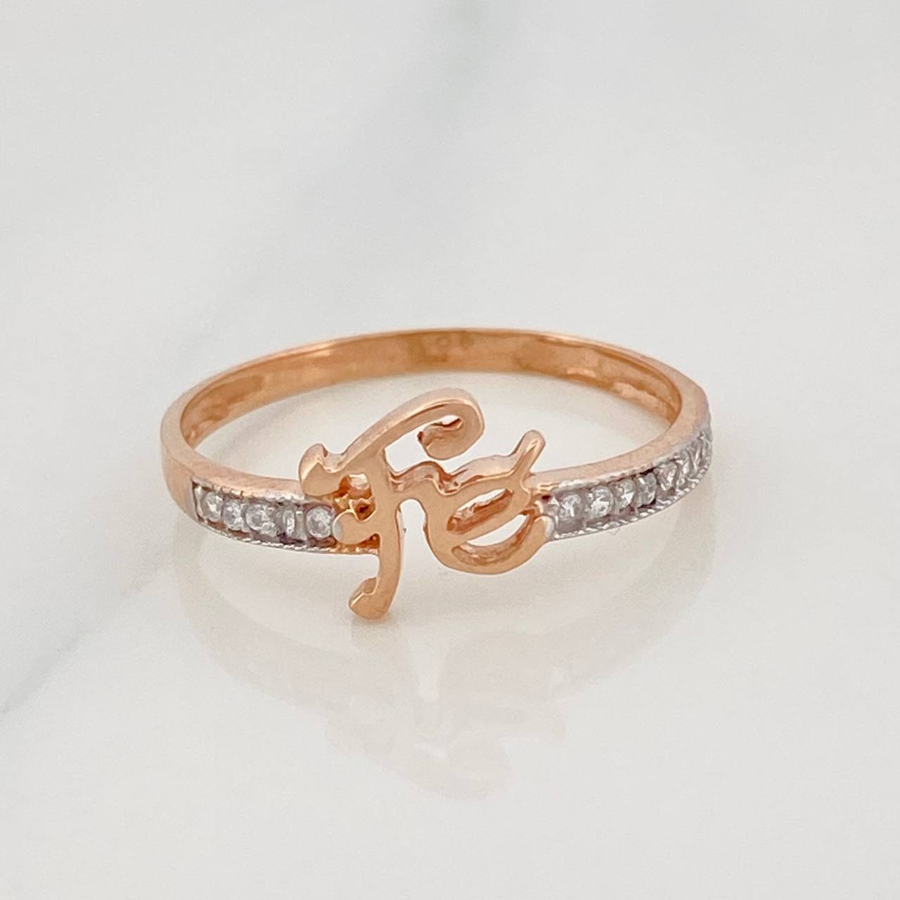 Anillo Fe 1.4g / T6 1/4 Dos Oros Blanco Rosa 18K