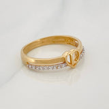 Anillo Corazon L 2.5g / T8 Dos Oros Amarillo Blanco 18K