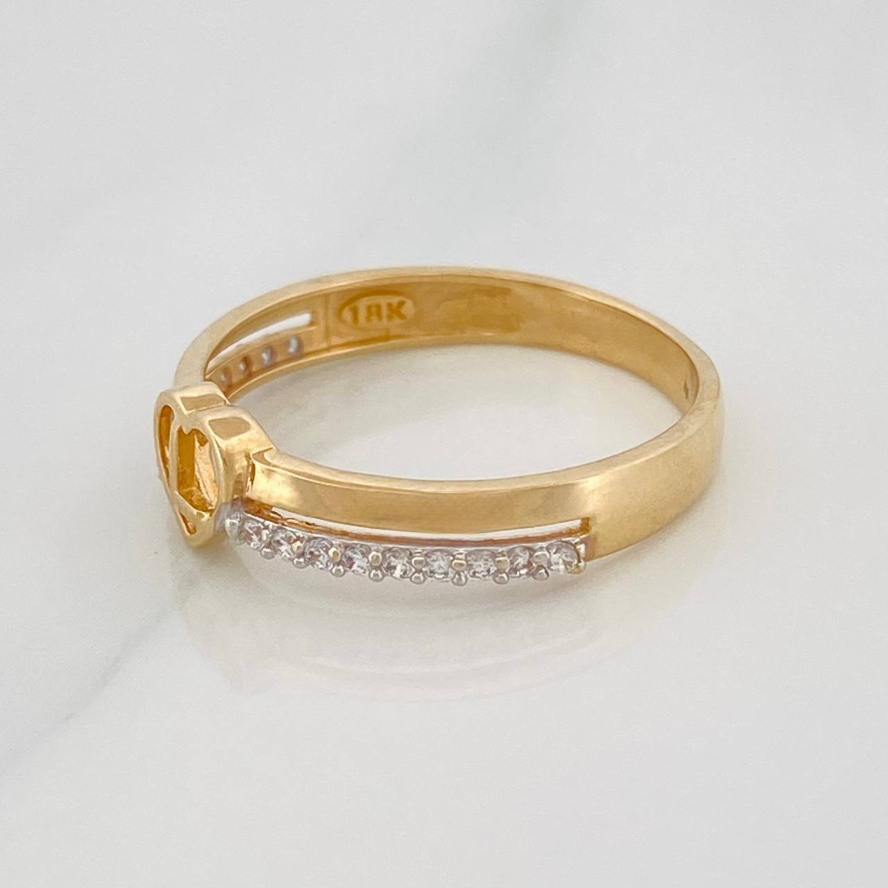 Anillo Corazon L 2.5g / T8 Dos Oros Amarillo Blanco 18K