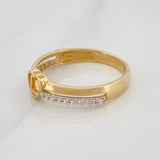 Anillo Corazon L 2.5g / T8 Dos Oros Amarillo Blanco 18K
