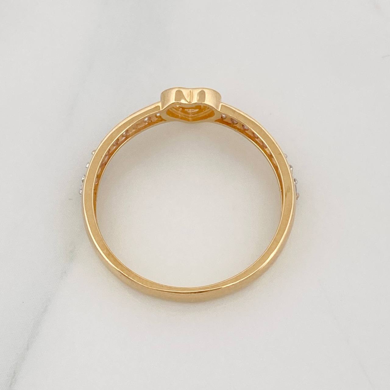 Anillo Corazon L 2.5g / T8 Dos Oros Amarillo Blanco 18K