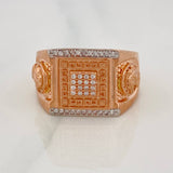 Anillo Sello Caballo 11.55g / T10 Dos Oros Blanco Rosa 18K