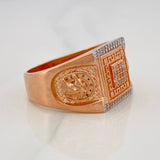 Anillo Sello Caballo 11.55g / T10 Dos Oros Blanco Rosa 18K