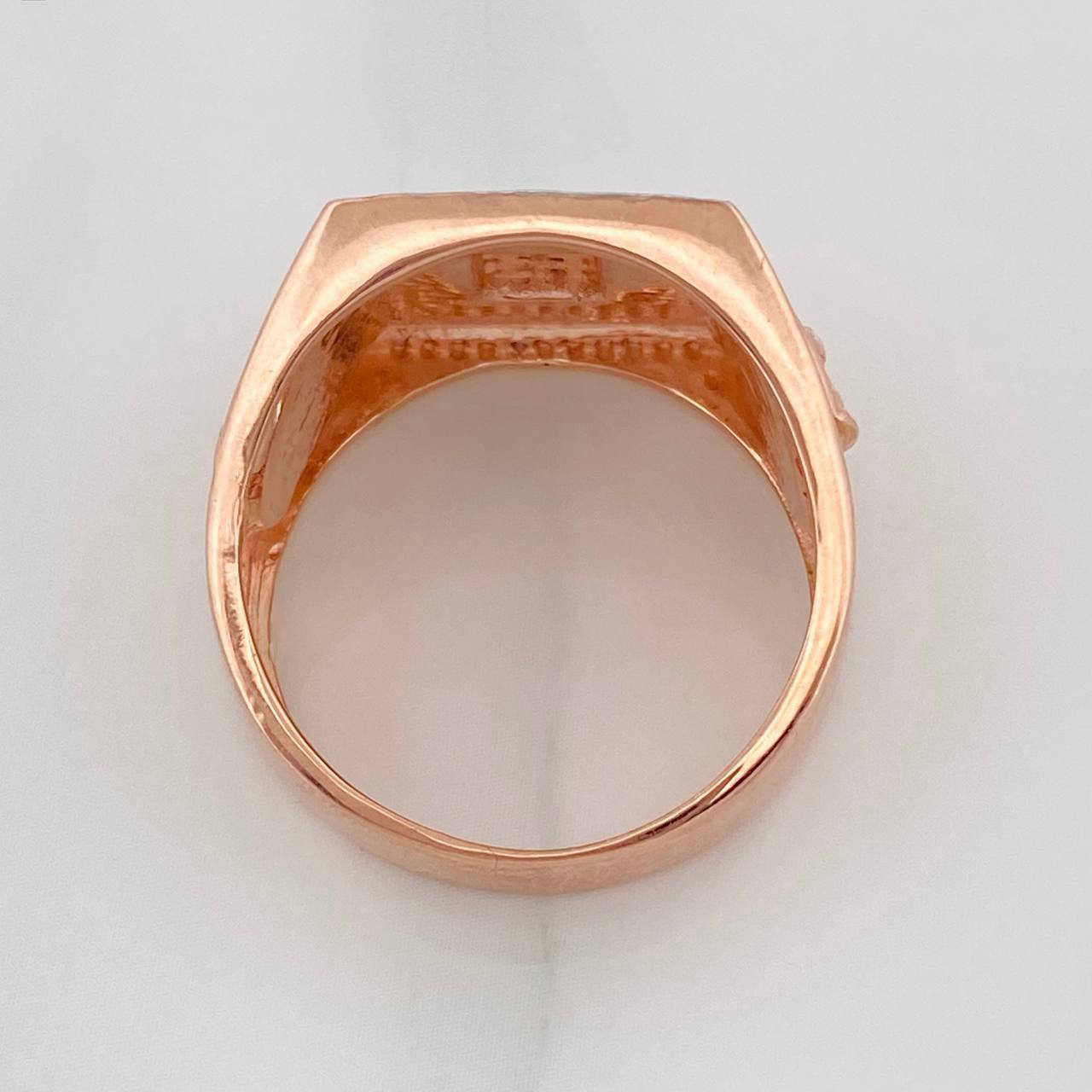 Anillo Sello Caballo 11.55g / T10 Dos Oros Blanco Rosa 18K