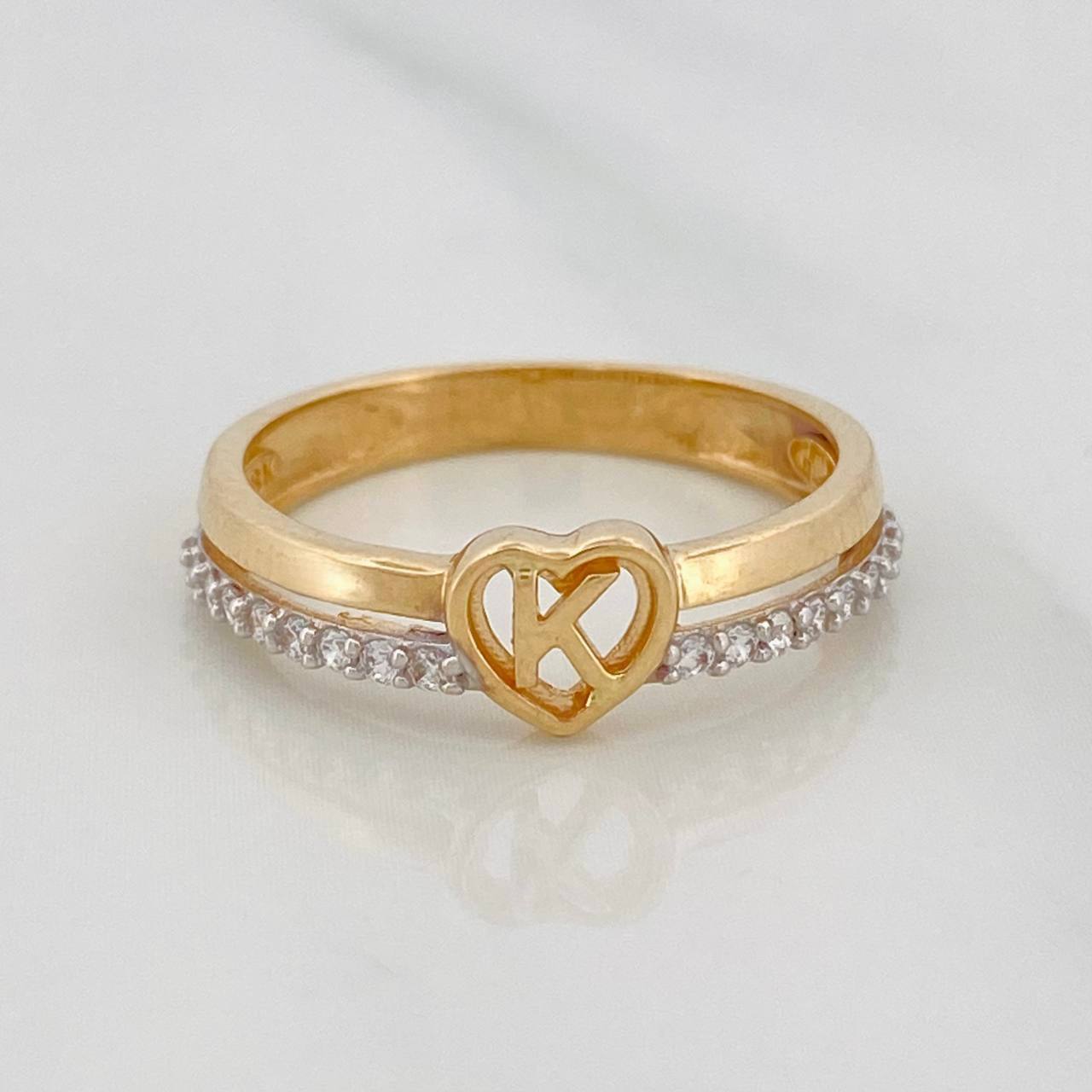 Anillo Corazon K 2.45g / T6 1/4 Dos Oros Amarillo Blanco 18K